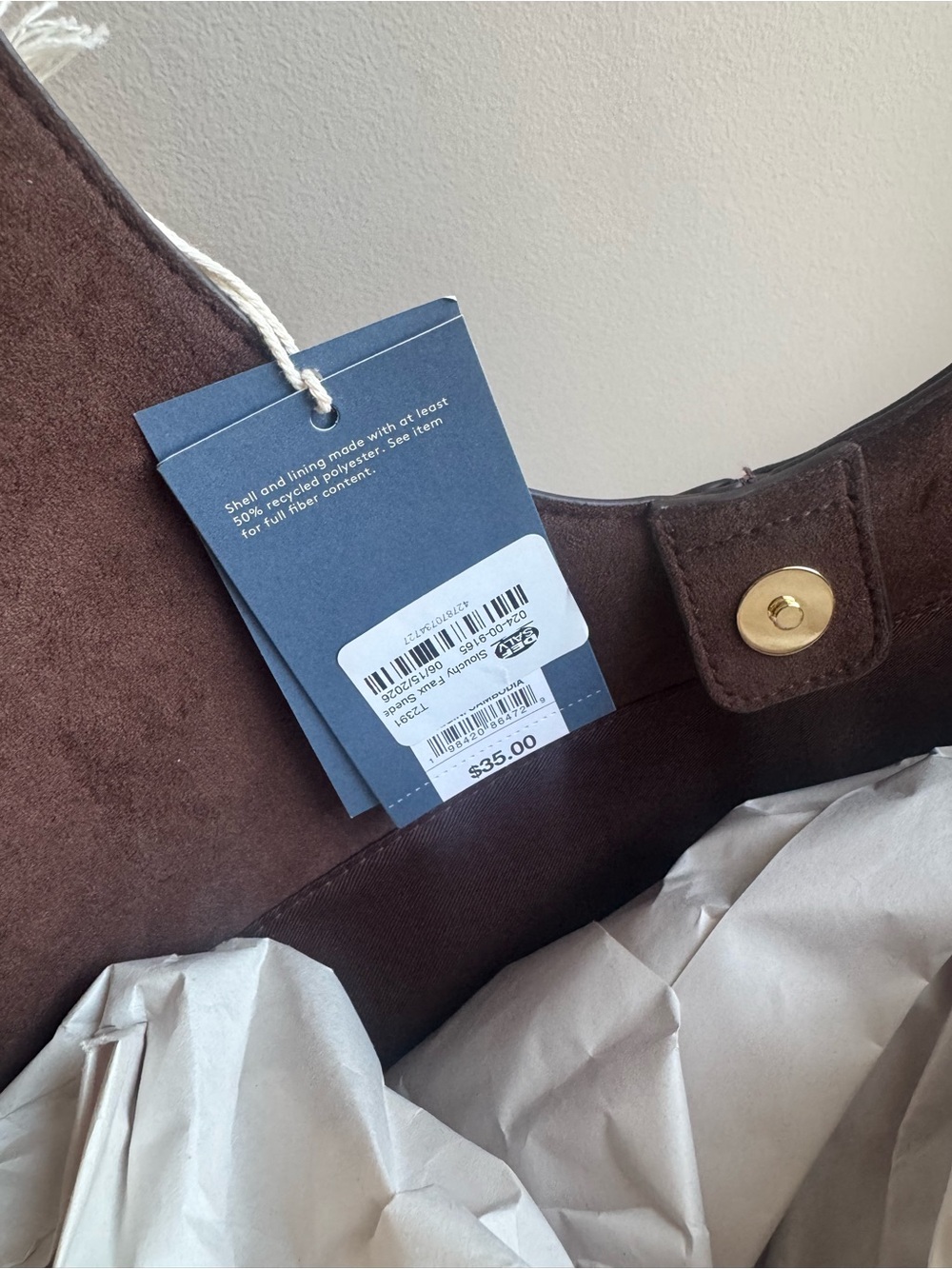 Universal Thread Dark Brown Suede Tote - Picture 6 of 6